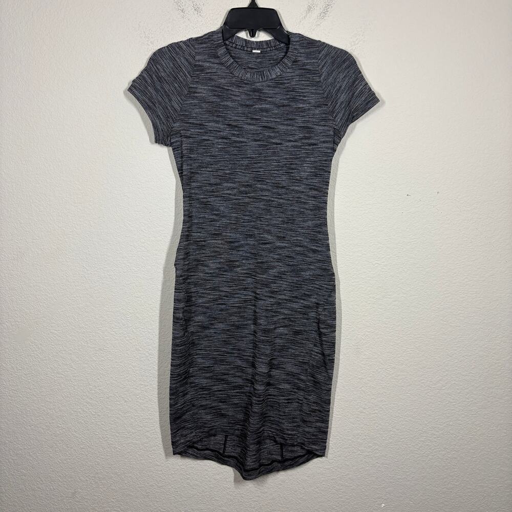 Lululemon 4 & Go Where-To Short Sleeve Dress Heathered Black Pullover Outdoor - Picture 2 of 8